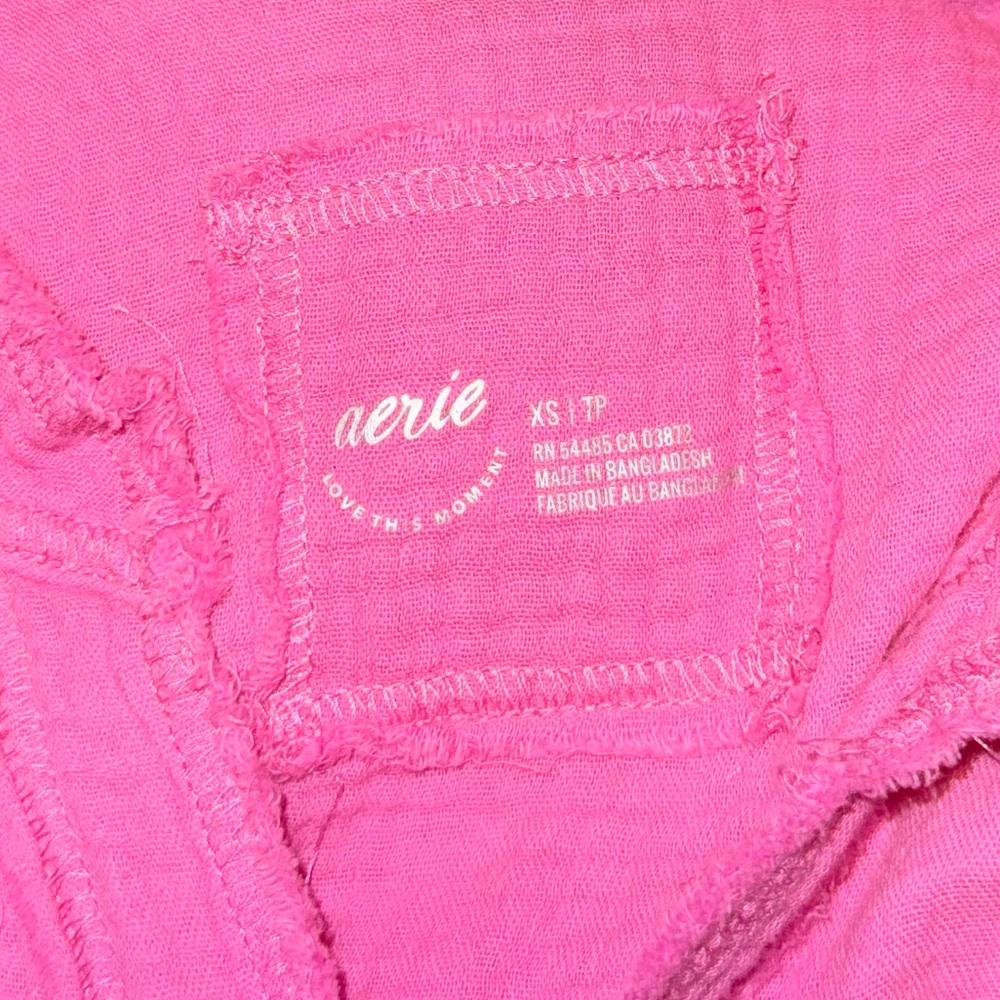 Aerie Distressed Pool To Party Gauze Button Down Top In Pink Size XS - Picture 5 of 6